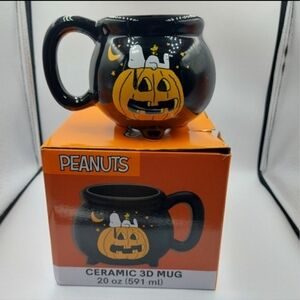 HALLOWEEN NIB 2022 Peanuts Gang Snoopy Woodstock Ceramic 3D Cauldron 20 oz Mug
